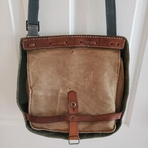Vintage Swiss Army Military Leather Bread Bag ~1940 Handmade Satchel Surplus